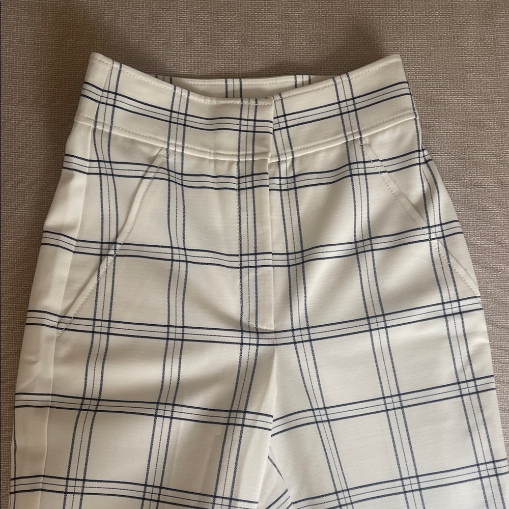 Rebecca Taylor Cream and Black Checkered Trousers